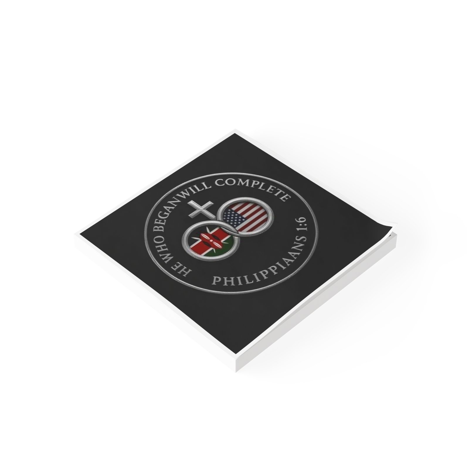 Philippians 1:6 Kenya‑USA Cross Post-it Note Pad — Christian Faith Reminder Sticky Notes - Image 2