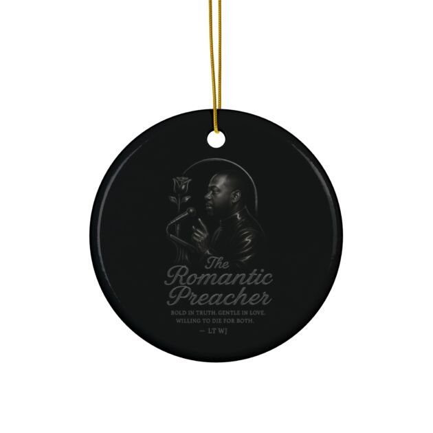 Ceramic Ornament — "The Romantic Preacher" Black Decorative Holiday Ornament